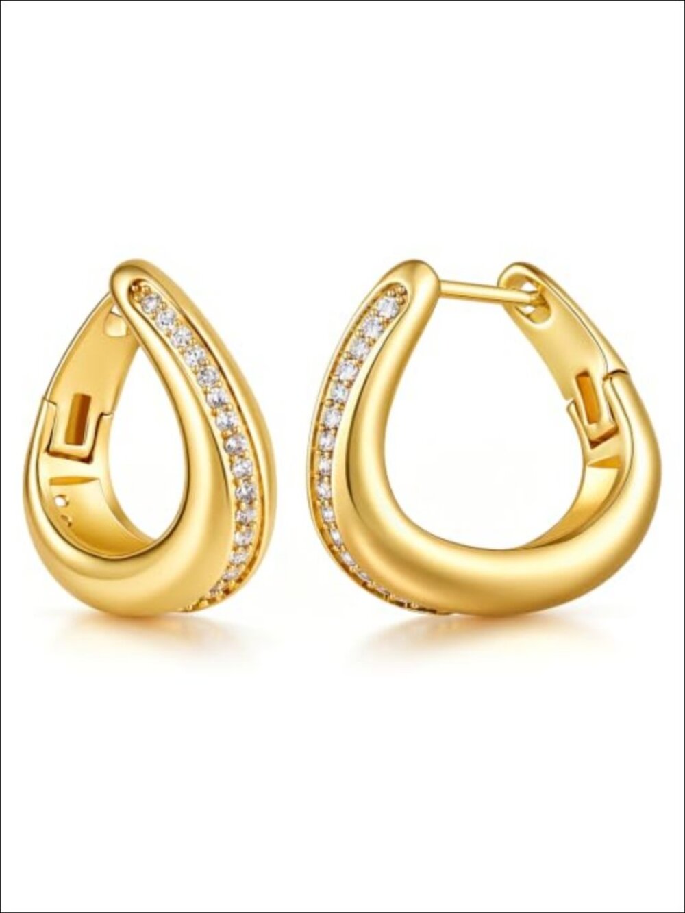 18K Gold Plated Twisted Huggie Hoop Earrings with Cubic Zirconia Huggie Hoops